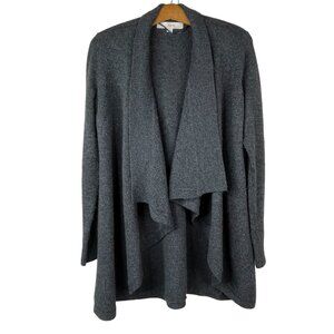 LOFT Open Front Cardigan Sweater Gray Wool Blend  Size Small Petite Waterfall